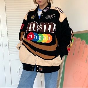 Vintage brown M&Ms #38 NASCAR race car jacket
